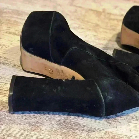 Stuart Weitzman black skyhigh suede platform ankle boot slip on women’s size 7.5 - Picture 5 of 8